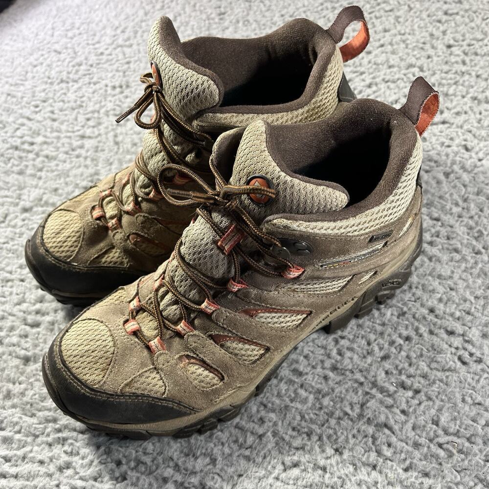 Merrell Moab Mid Waterproof Hiking Boots Bungee Cord Brown Womens 9.5 J88790 - Picture 2 of 11